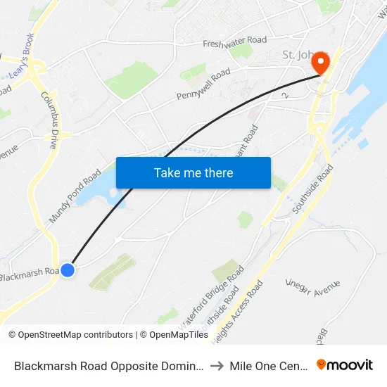 Blackmarsh Road Opposite Dominion to Mile One Centre map