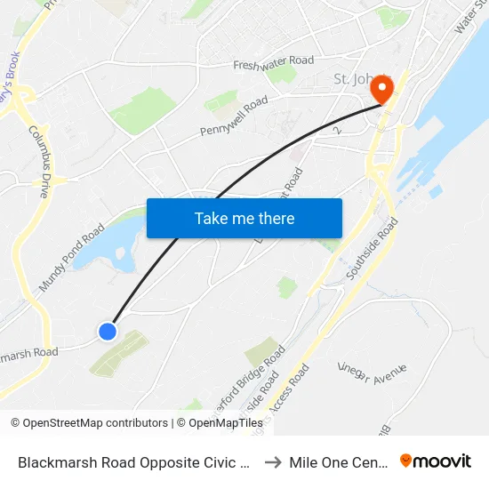 Blackmarsh Road Opposite Civic 207 to Mile One Centre map