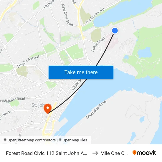 Forest Road Civic 112 Saint John Ambulance to Mile One Centre map