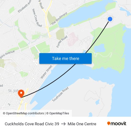 Cuckholds Cove Road Civic 39 to Mile One Centre map