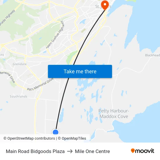 Main Road Bidgoods Plaza to Mile One Centre map