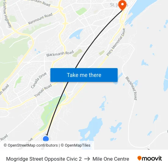 Mogridge Street Opposite Civic 2 to Mile One Centre map