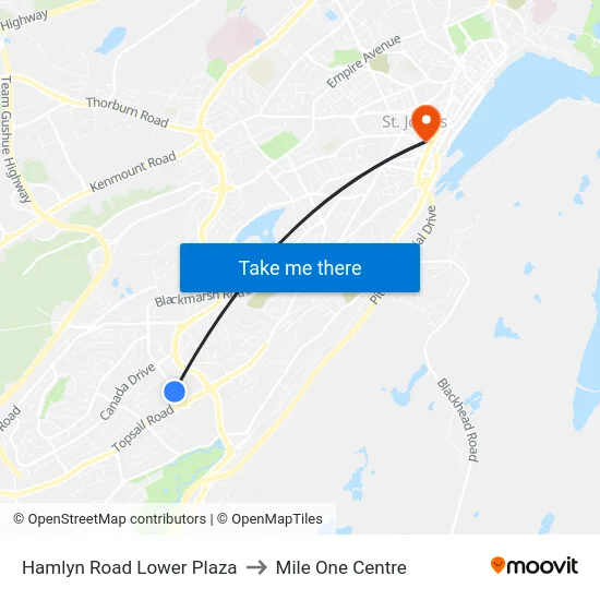 Hamlyn Road Lower  Plaza to Mile One Centre map