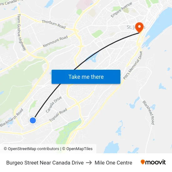 Burgeo Street Near Canada Drive to Mile One Centre map