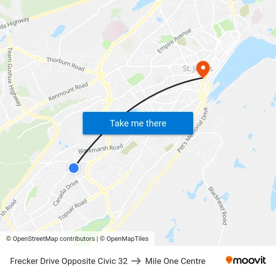 Frecker Drive Opposite Civic 32 to Mile One Centre map