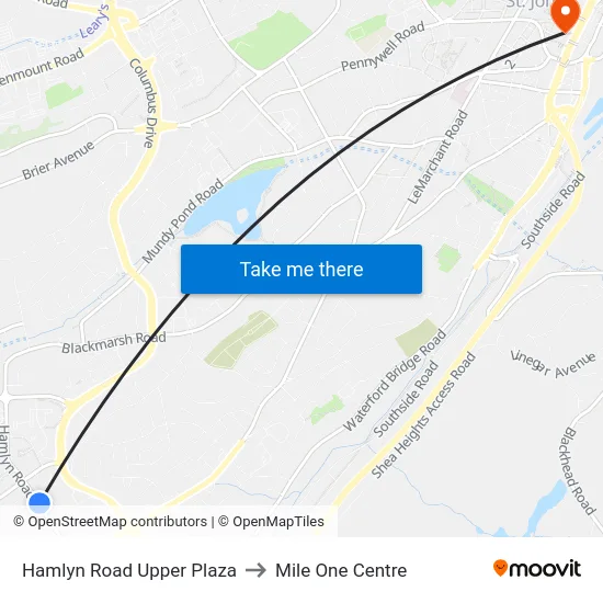 Hamlyn Road Upper Plaza to Mile One Centre map