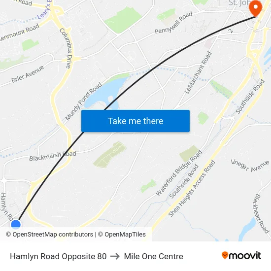 Hamlyn Road Opposite 80 to Mile One Centre map