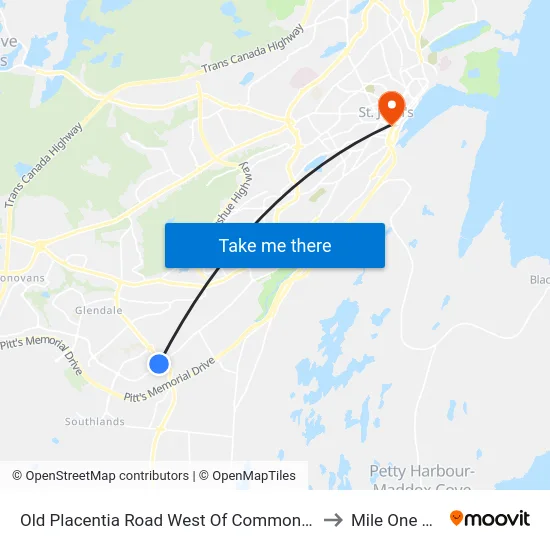 Old Placentia Road West Of Commonwealth Avenue to Mile One Centre map