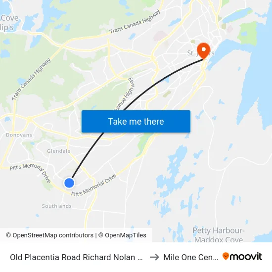 Old Placentia Road  Richard Nolan Drive to Mile One Centre map