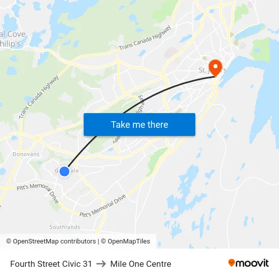 Fourth Street Civic 31 to Mile One Centre map