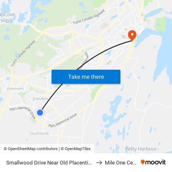 Smallwood Drive Near Old Placentia Road to Mile One Centre map