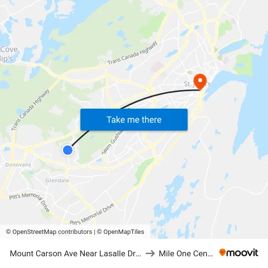Mount Carson Ave Near Lasalle Drive to Mile One Centre map