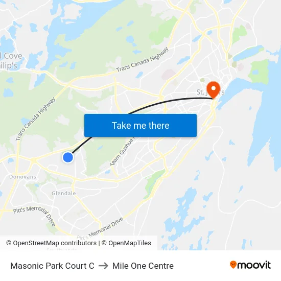 Masonic Park Court C to Mile One Centre map