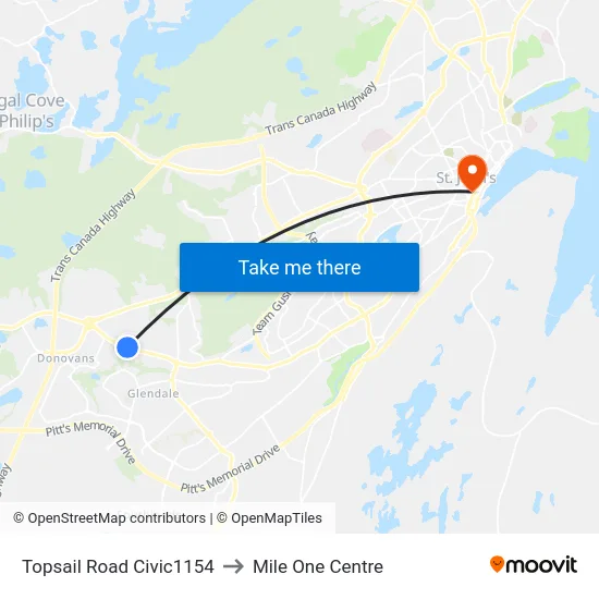 Topsail Rd After Beclin Rd to Mile One Centre map