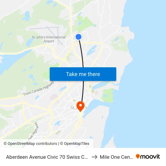 Aberdeen Avenue Civic 70 Swiss Chalet to Mile One Centre map