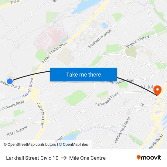 Larkhall Street Civic 10 to Mile One Centre map