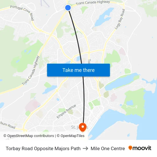 Torbay Road Opposite Majors Path to Mile One Centre map