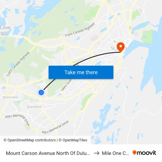 Mount Carson Avenue North Of Duluce Crescent to Mile One Centre map