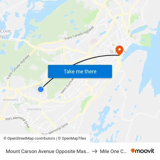 Mount Carson Avenue Opposite Masonic Drive to Mile One Centre map