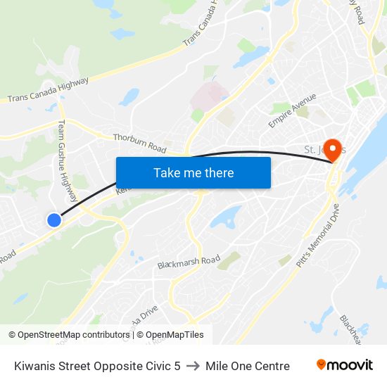 Kiwanis Street Opposite Civic 5 to Mile One Centre map