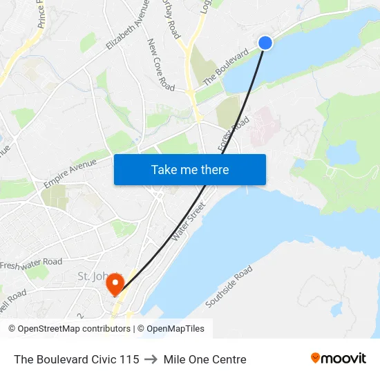 The Boulevard Civic 115 to Mile One Centre map