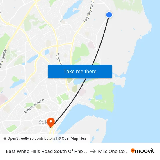 East White Hills Road South Of Rhb Landfill to Mile One Centre map