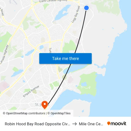 Robin Hood Bay Road Opposite Civic 59 to Mile One Centre map