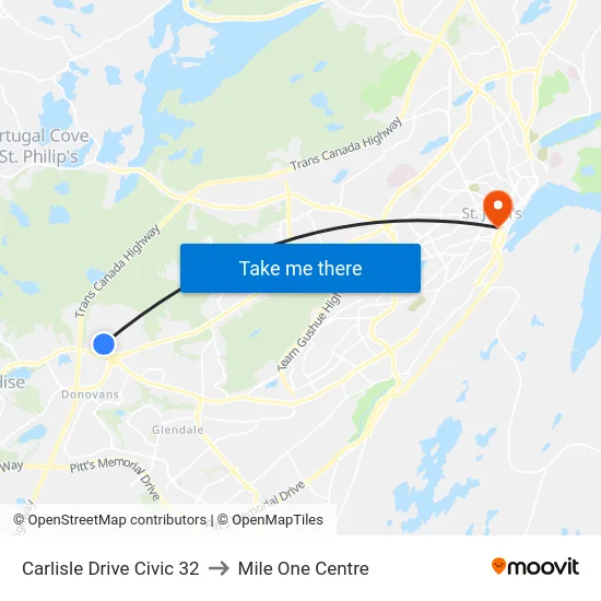Carlisle Drive Civic 32 to Mile One Centre map