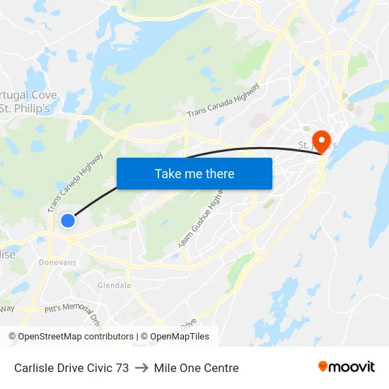 Carlisle Drive Civic 73 to Mile One Centre map