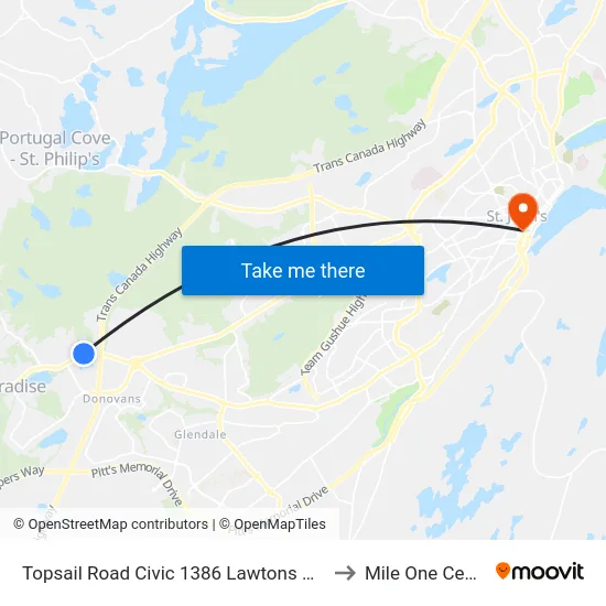 Topsail Road Civic 1386 Lawtons Drugs to Mile One Centre map