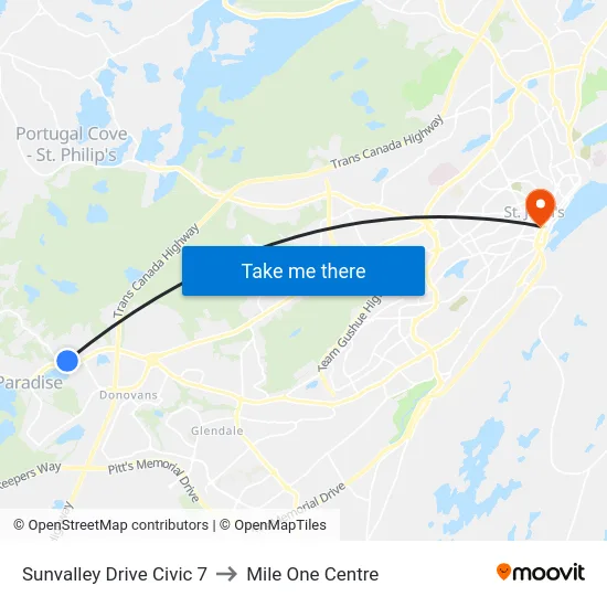 Sunvalley Drive Civic 7 to Mile One Centre map