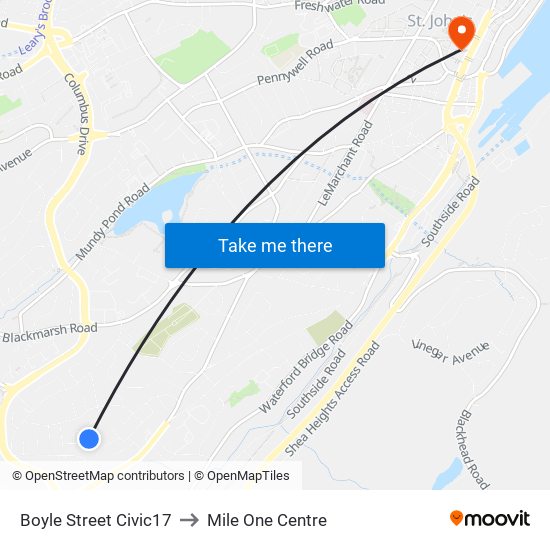 Boyle Street Civic17 to Mile One Centre map