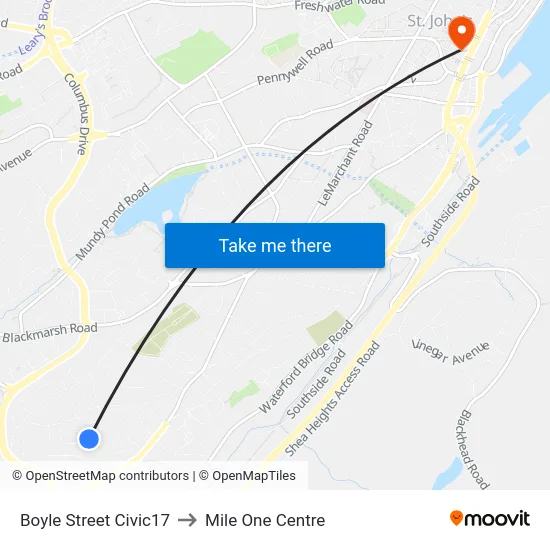 Boyle Street Civic17 to Mile One Centre map