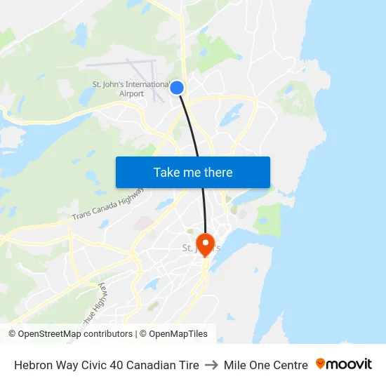Hebron Way Civic 40 Canadian Tire to Mile One Centre map