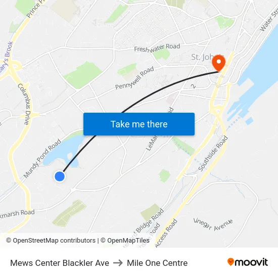 Mews Center Blackler Ave to Mile One Centre map
