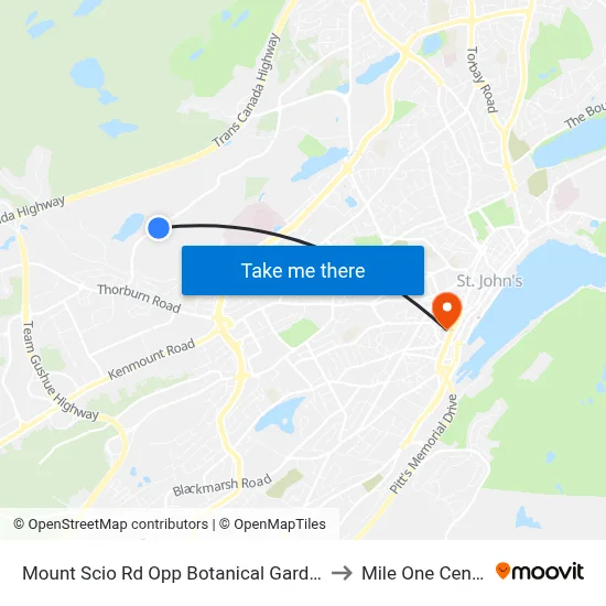 Mount Scio Rd Opp Botanical Gardens to Mile One Centre map