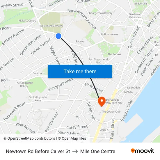 Newtown Rd Before Calver St to Mile One Centre map