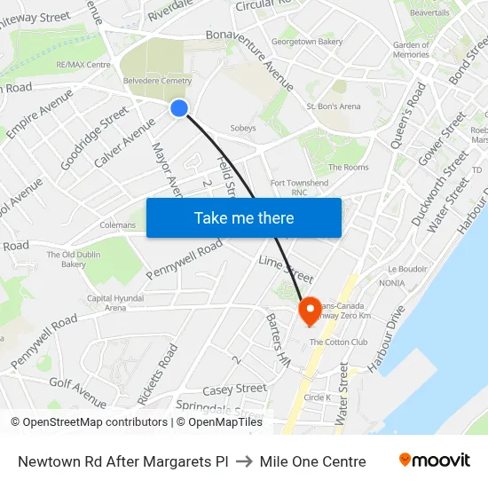 Newtown Rd After Margarets Pl to Mile One Centre map
