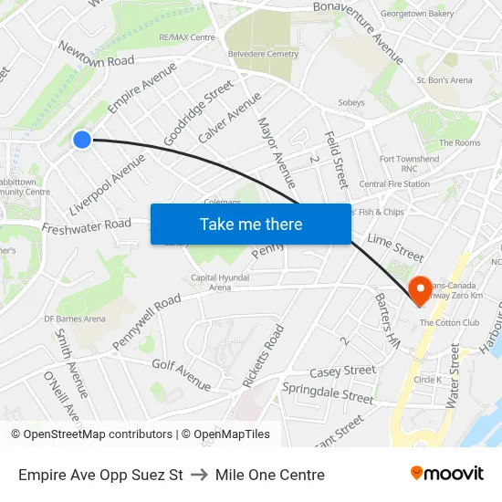 Empire Ave Opp Suez St to Mile One Centre map