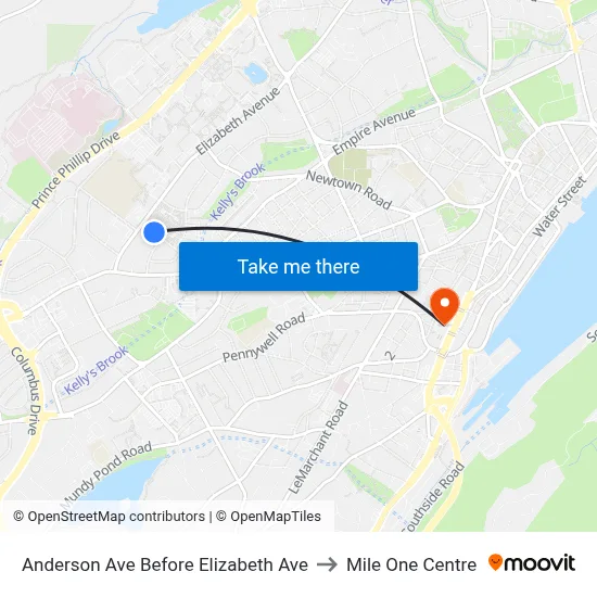 Anderson Ave Before Elizabeth Ave to Mile One Centre map