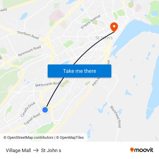 Village Mall to St John s map