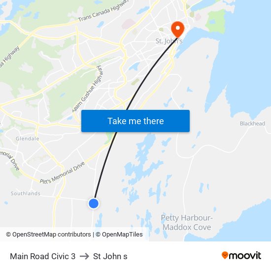 Main Road Civic 3 to St John s map