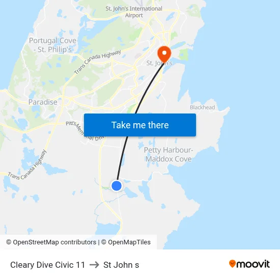 Cleary Dive Civic 11 to St John s map