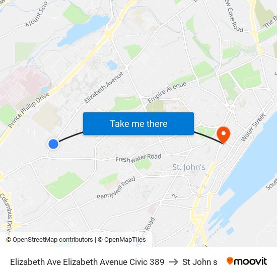 Elizabeth Ave Elizabeth Avenue Civic 389 to St John s map
