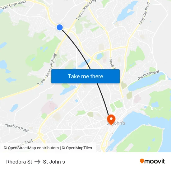 Rhodora St to St John s map