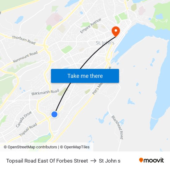 Topsail Road East Of Forbes Street to St John s map