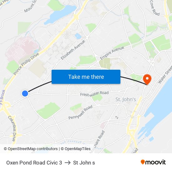 Oxen Pond Road Civic 3 to St John s map