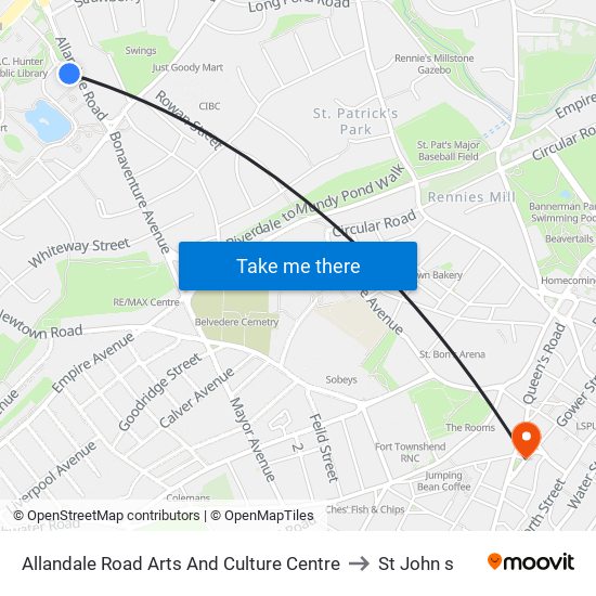 Allandale Road Arts And Culture Centre to St John s map