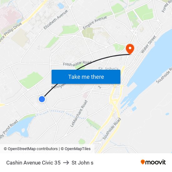 Cashin Avenue Civic 35 to St John s map