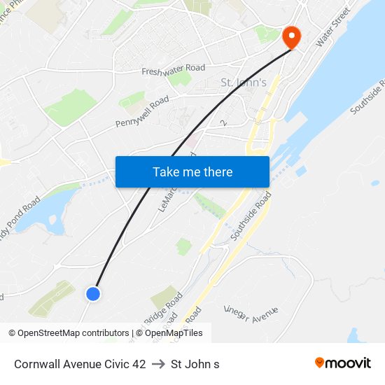 Cornwall Avenue Civic 42 to St John s map